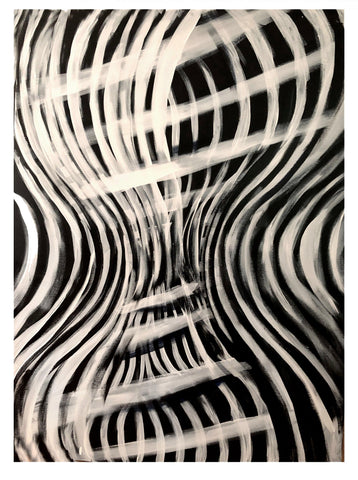 Contemporary abstract art black and white DNA 