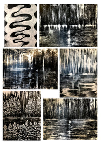 Modern abstract art. Monochromatic paintings