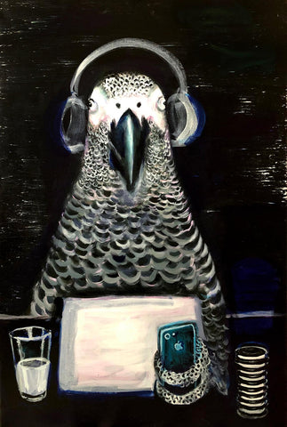 PAINTING OF AFRICAN GREY PARROT - zoomason