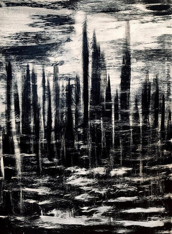 Monochromatic landscape abstract painting